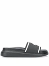 Alexander Mcqueen Oversized Hybrid Flip Slides In Black