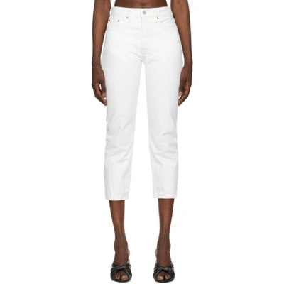 Levi's White 501 Original Cropped Jeans In Neutral