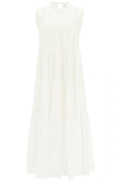 Patou Sleeveless Tiered Dress In White