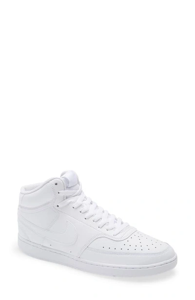 Nike Court Vision Mid Casual Sneakers From Finish Line In White,white,white