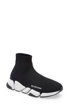 Balenciaga Speed 2.0 Logo-print Stretch-knit Slip-on Sneakers In Black