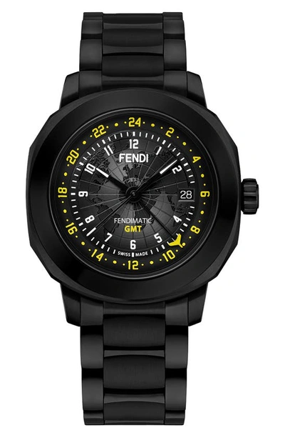 Fendi Selleria Automatic Opalin Bracelet Watch, 42mm In Black
