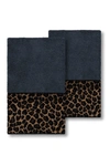 Linum Home Spots Embellished Hand Towel In Midnight Blue