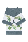 Linum Home Zoe 3-piece Embellished Towel In Teal