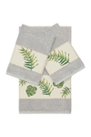 Linum Home Zoe 3-piece Embellished Towel In Light Grey