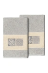 Linum Home Vivian Embellished Hand Towel In Light Gray