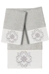 Linum Home Alyssa 3-piece Embellished Towel In Light Gray