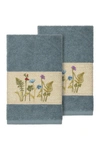 Linum Home Serenity Embellished Hand Towel In Teal