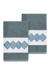 Linum Home Noah Embellished Hand Towel In Teal