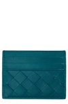 Bottega Veneta Brown Intrecciato Card Holder In Mallard-gold