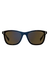 Levi's 53mm Mirrored Rectangle Sunglasses In Havana/ Kaki Mirror Blue