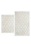 Vera Wang Set Of 2 Marquise Diamond Bath Rugs In Aquamarine