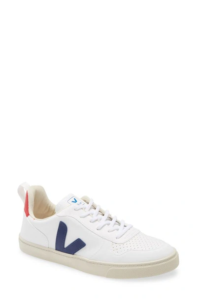 Veja Kids' V-10 Lace-up Sneaker In White / Cobalt