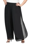 ALEX EVENINGS CHIFFON OVERLAY WIDE LEG PANTS,84701019