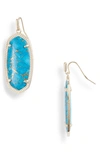 Kendra Scott 14k Gold Plated Elle Drop Earrings In Bronze Veined Turquoise/ Gold