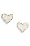 Kendra Scott Ari Heart Stud Earrings In Gold/ Iridescent Drusy