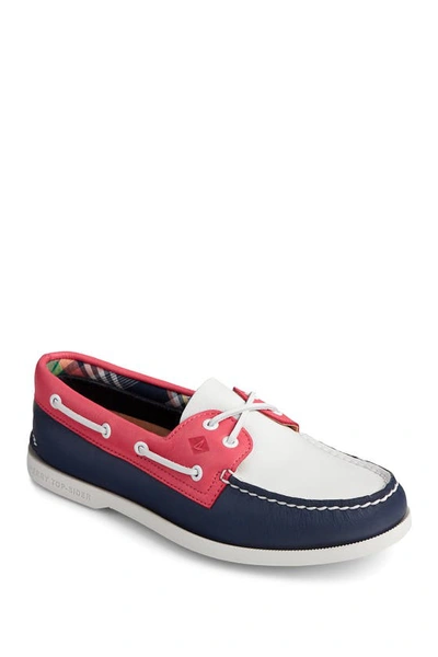Sperry 'authentic Original' Boat Shoe In Navy/ White/ Red Leather