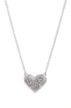 Kendra Scott Ari Heart Pendant Necklace In Platinum Drusy