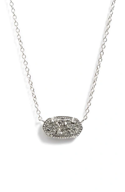 Kendra Scott Elisa Pendant Necklace In Silver/ Platinum Drusy