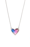 Kendra Scott Ari Heart Pendant Necklace In Rhodium Watercolor Illusion