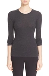 Theory 'mirzi' Rib Knit Merino Wool Sweater In Charcoal Melange