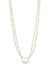 Kendra Scott Emilie Multistrand Pendant Necklace In Gold Light Blue Magnesite