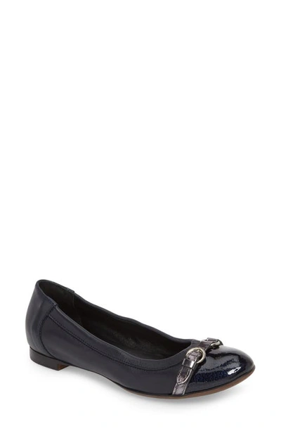 Agl Attilio Giusti Leombruni Cap Toe Ballet Flat In Navy Leather