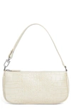 By Far Rachel Croc Embossed Leather Bag In Cream