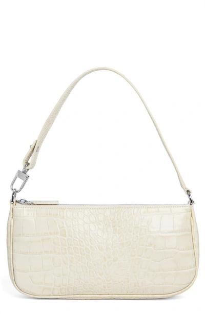 By Far Rachel Croc Embossed Leather Bag In White