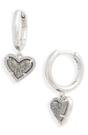 Kendra Scott Ari Heart Huggie Hoop Earrings In Platinum Drusy