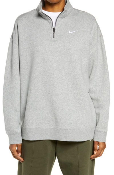 Nike Sportswear Quarter Zip Pullover In Grey Heather/ White