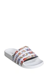 Adidas Originals Adilette Sliders In White With Acid Floral Print