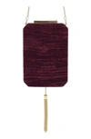 Olga Berg Cassandra Velvet Box Clutch In Ruby