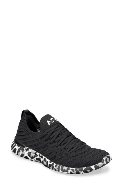 Apl Athletic Propulsion Labs Techloom Wave Hybrid Running Shoe In Black / White / Leopard