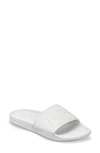 Apl Athletic Propulsion Labs Big Logo Techloom Knit Sport Slide In Metallic Pearl / White