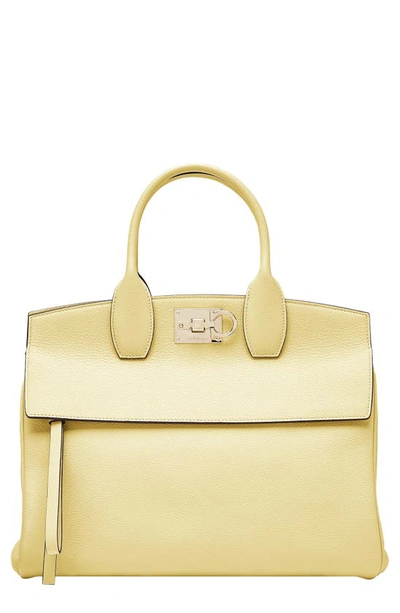 Ferragamo The Studio Leather Top Handle Bag In Yellow