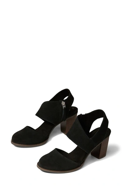 Toms Majorca Block Heel Sandal In Black Suede