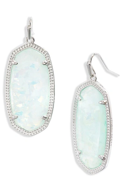 Kendra Scott Elle Filigree Drop Earrings In Rhodium Iridescent Mint