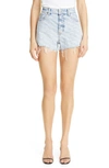 Alexander Wang All-over Logo Printed Denim Shorts Clothing In Nude
