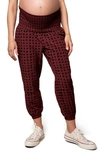 Ingrid & Isabelr Abstract Check Smocked Waist Maternity Joggers In Abstract Check