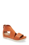 Eileen Fisher Sport Platform Sandal In Orange Leather