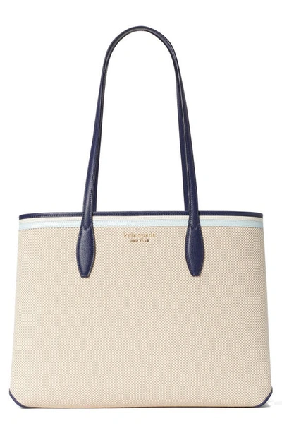Kate Spade All Day Large Rattan Tote In Blue Multi