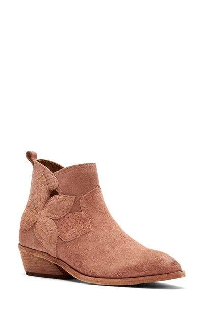 Frye Farrah Floral Bootie In Light Rose Suede