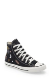 Converse Chuck Taylor All Star Lift Hi 'it's Ok To Wander' Embroidered Sneakers In Black In Black/ White/ Black