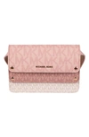 Michael Kors Logo Faux Leather Belt Bag In Logo Pvc Ballet