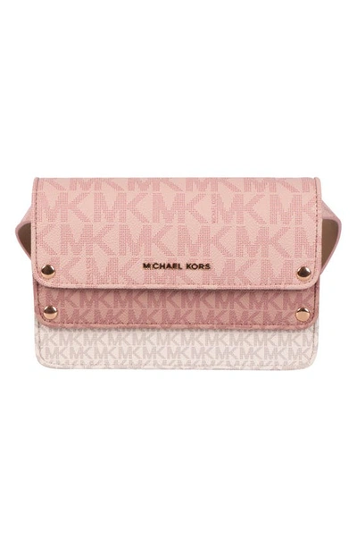Michael Kors Logo Faux Leather Belt Bag In Logo Pvc Ballet