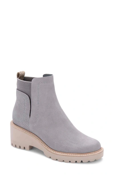 Dolce Vita Huey Lug-sole Chelsea Booties Women's Shoes In Grey Suede