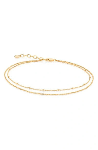 Monica Vinader Double-chain Adjustable Anklet In Yellow Gold