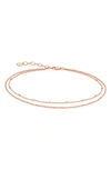 Monica Vinader Beaded Double Strand Anklet In Rose Gold