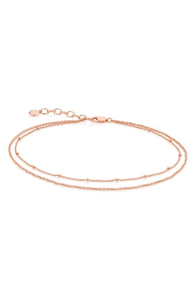 Monica Vinader Beaded Double Strand Anklet In Rose Gold